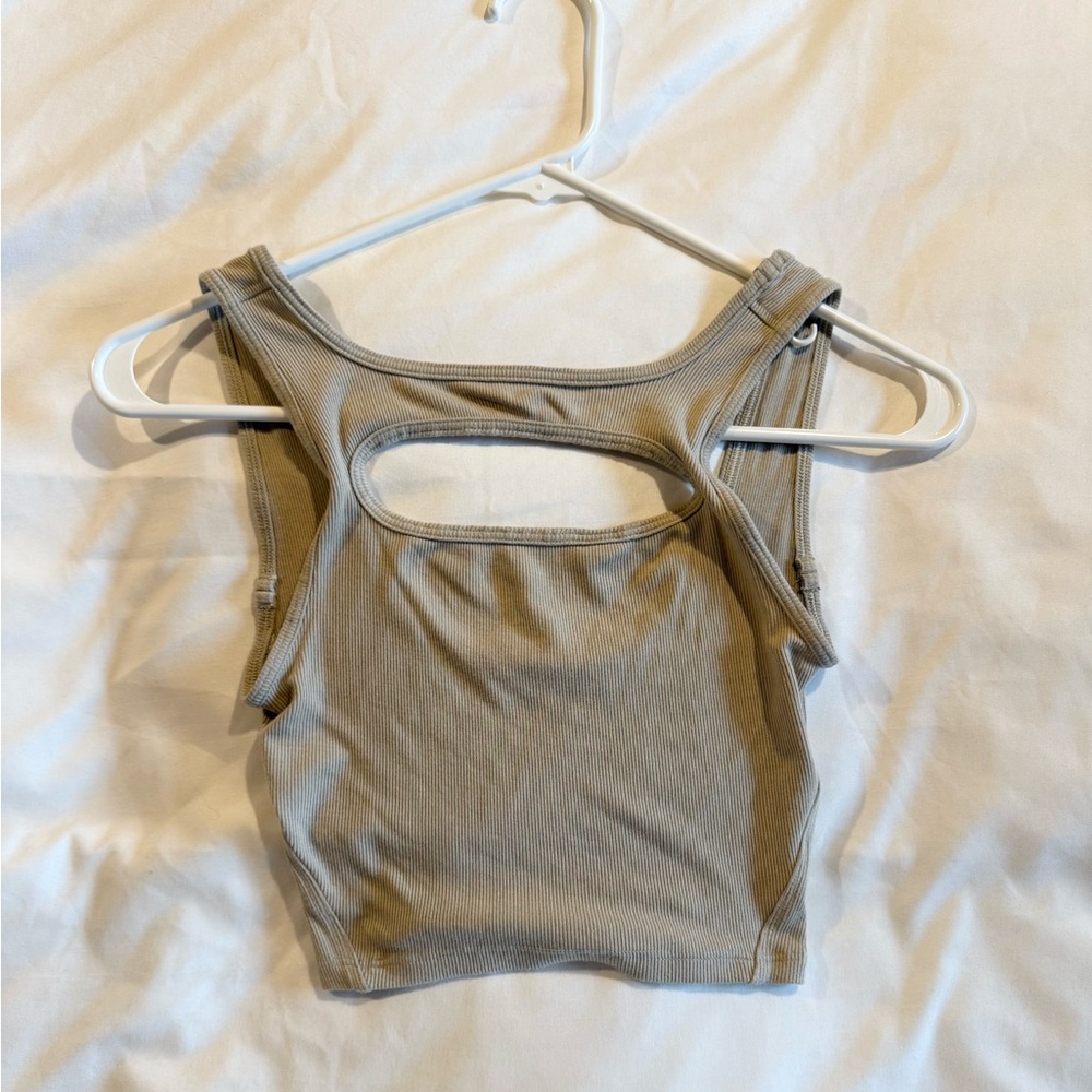 Lululemon Tan Front Cutout Cropped Tank Top